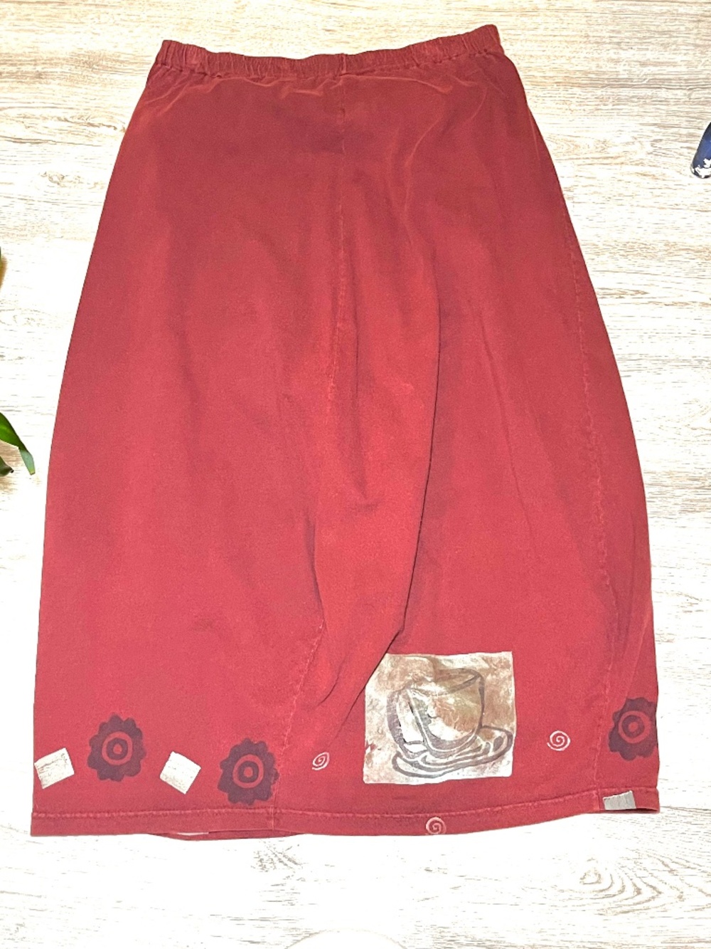 Vintage Blue Fish hand painted four square skirt Size 1